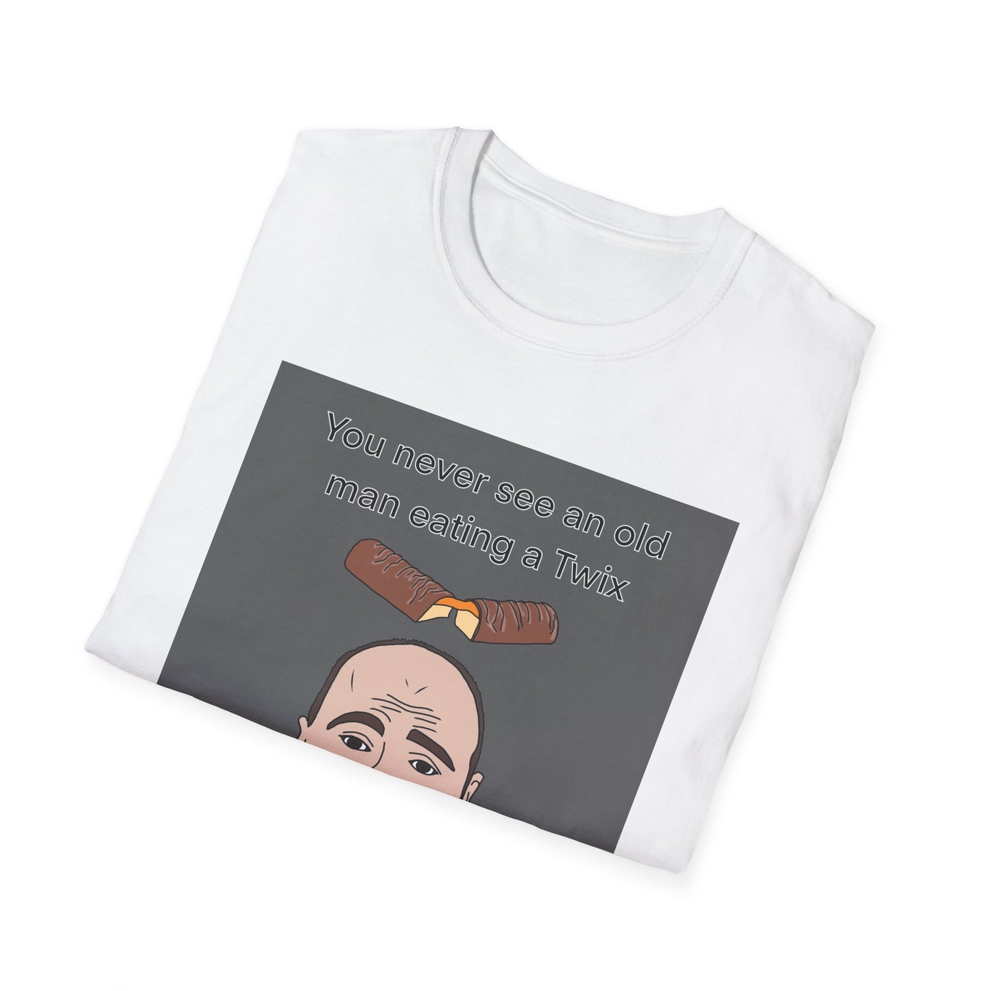 Funny Karl Pilkington T-Shirt – 'Old man eating a twix' Graphic Tee