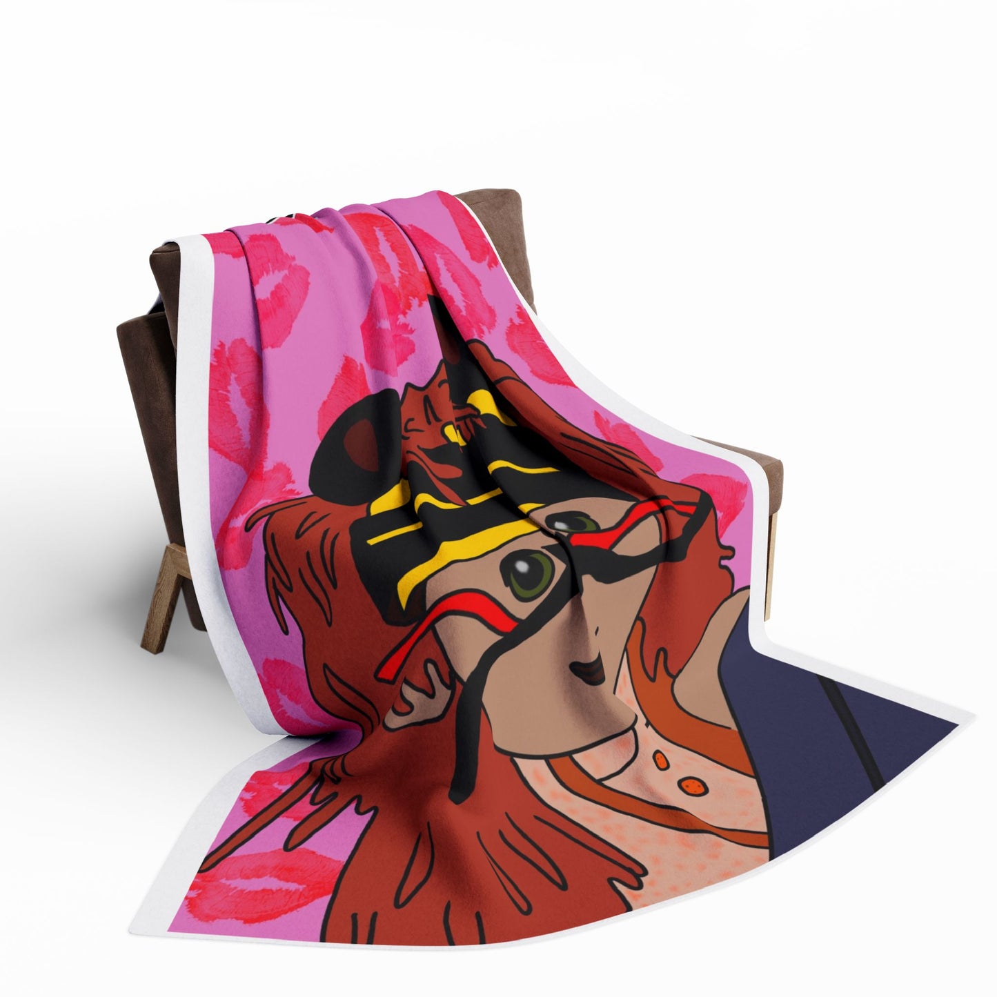 Limited Edition Valentines Day Scary Tiger Pink Kiss-Print Arctic Fleece Blanket