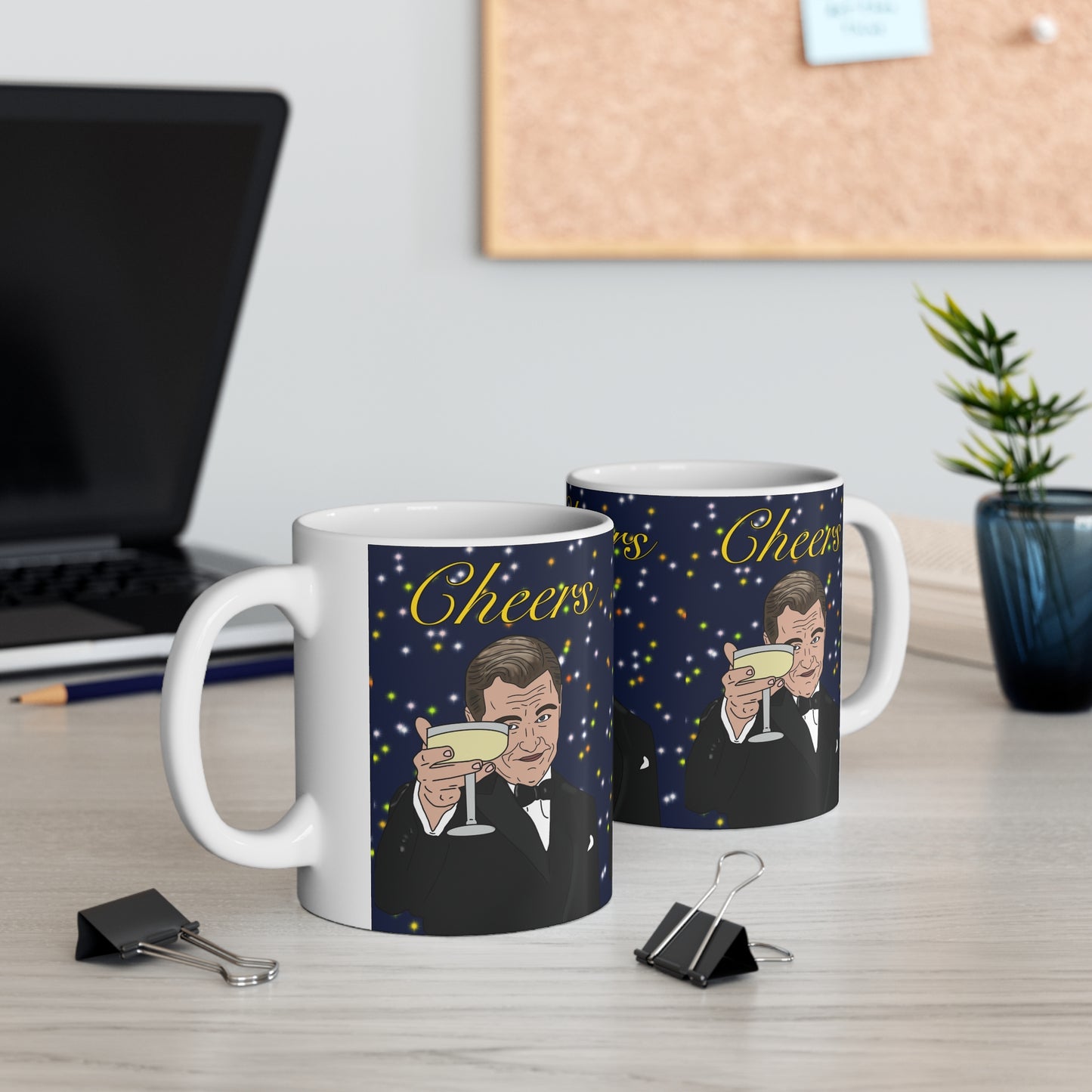 Cheers Party Mug — Leo Dicaprio Toast Design Coffee Cup