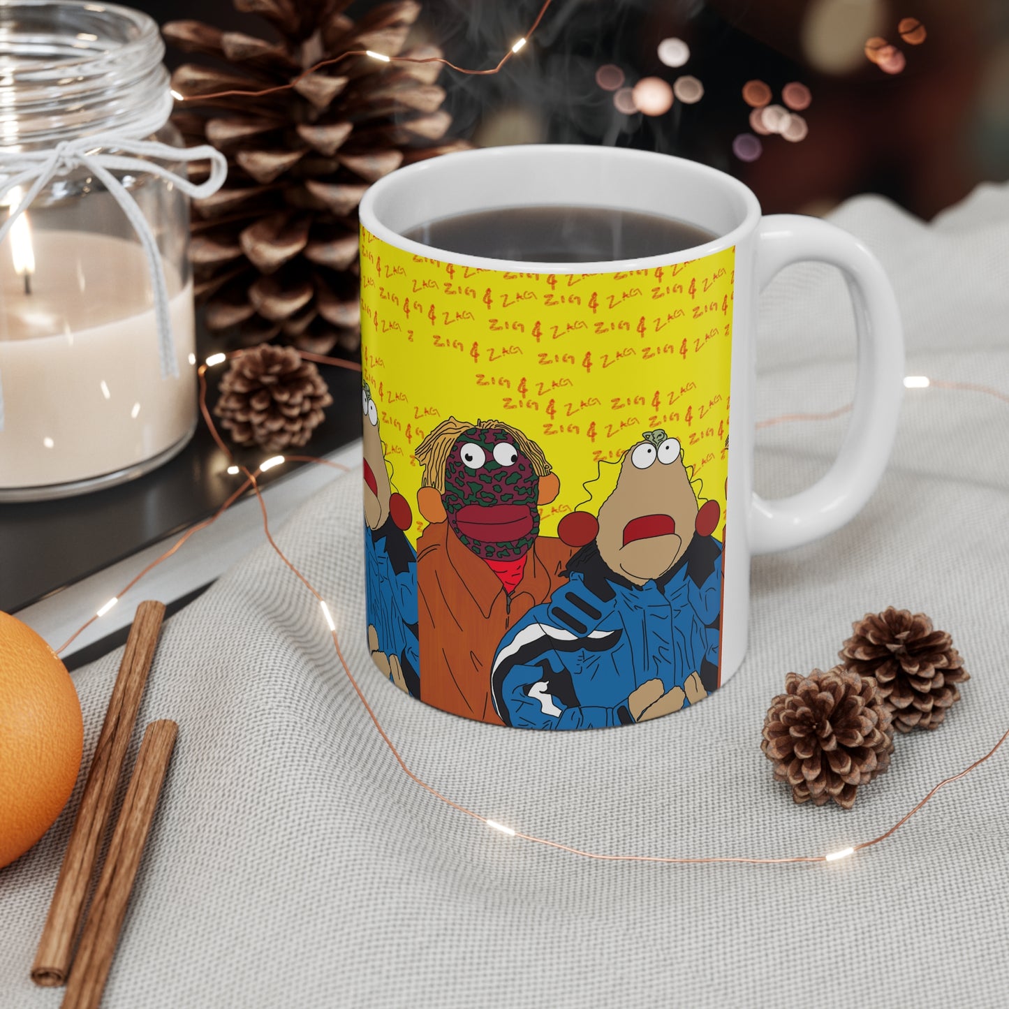 Zig & Zag 90s Graphic Mug – Colorful Cartoon Character Coffee Cup