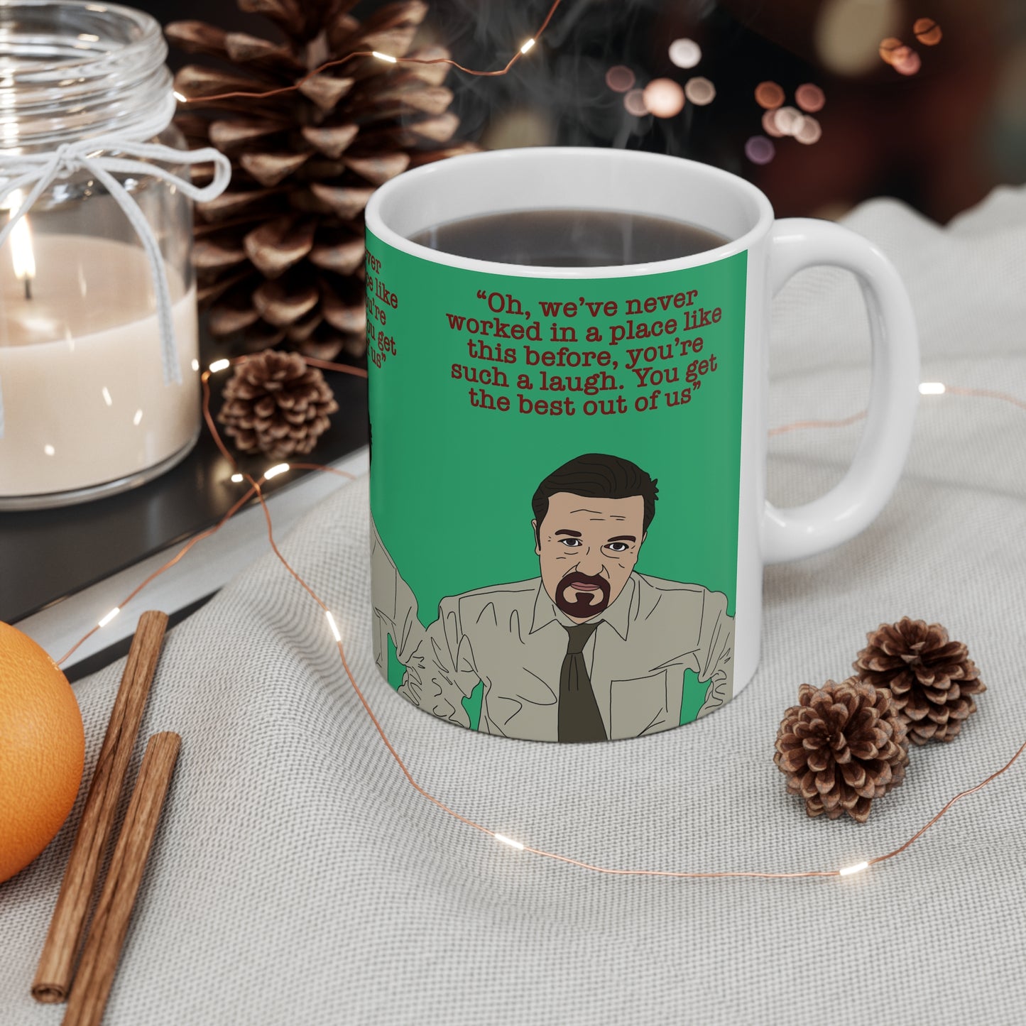 The Office | David Brent Oh We've Never Worked In A Place Like This Mug | More Jam