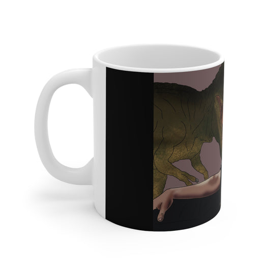 T-Rex Jurassic Park Ceramic Coffee Mug — Funny Retro Dino Coffee Cup