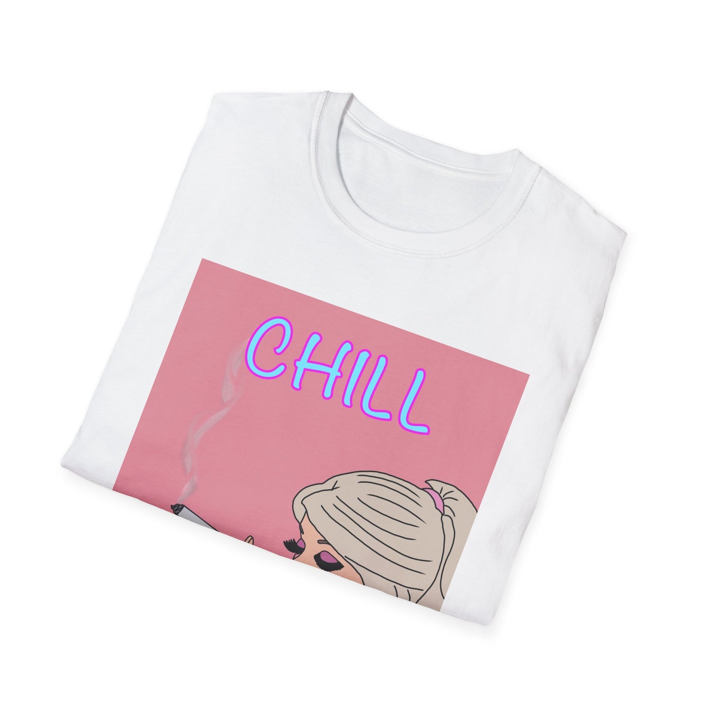 Chill Girl Graphic T-Shirt — Retro Pink Smoking Illustration