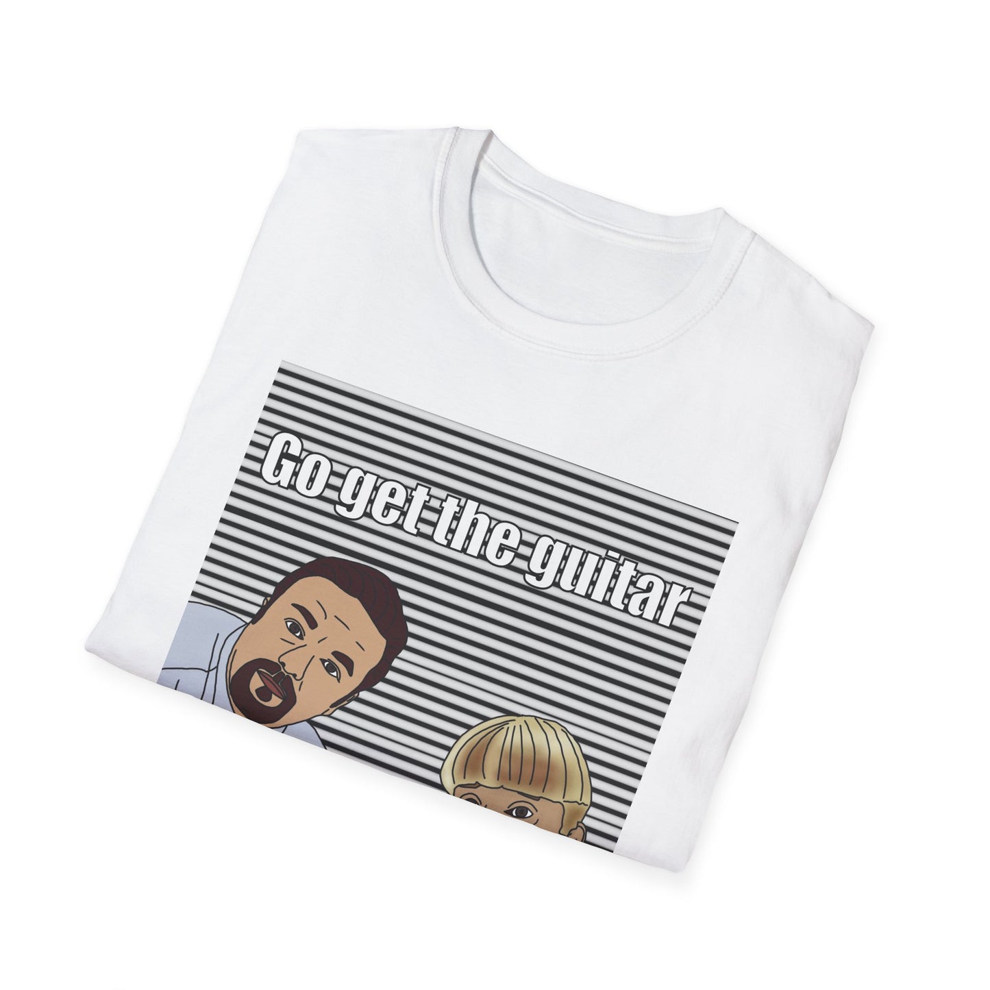 The Office Gareth & Brent Graphic T-Shirt — 'Get the Guitar' Retro Duo Illustration Tee