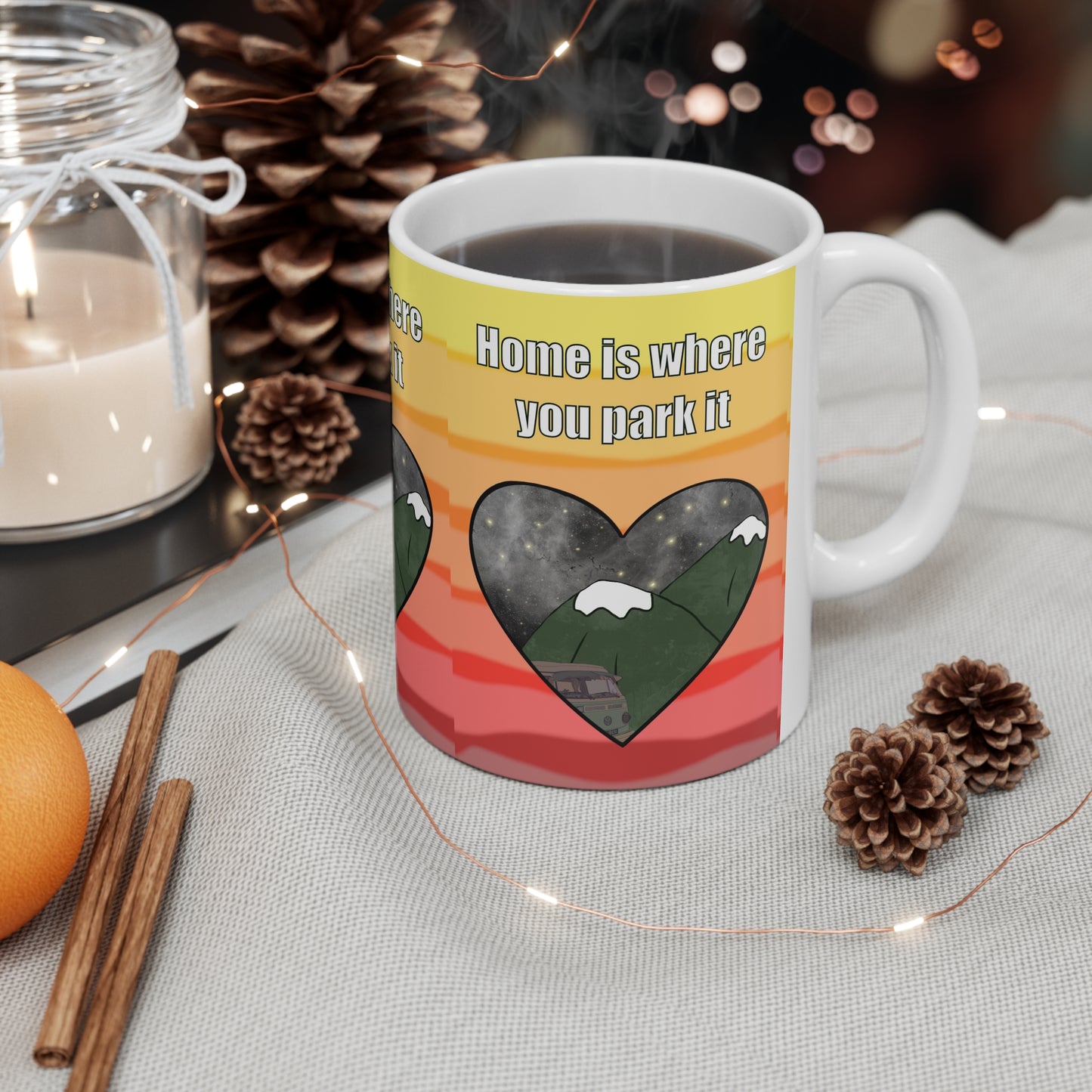 Home Is Where You Park It Camper Mug — Mountain Heart RV Coffee Cup