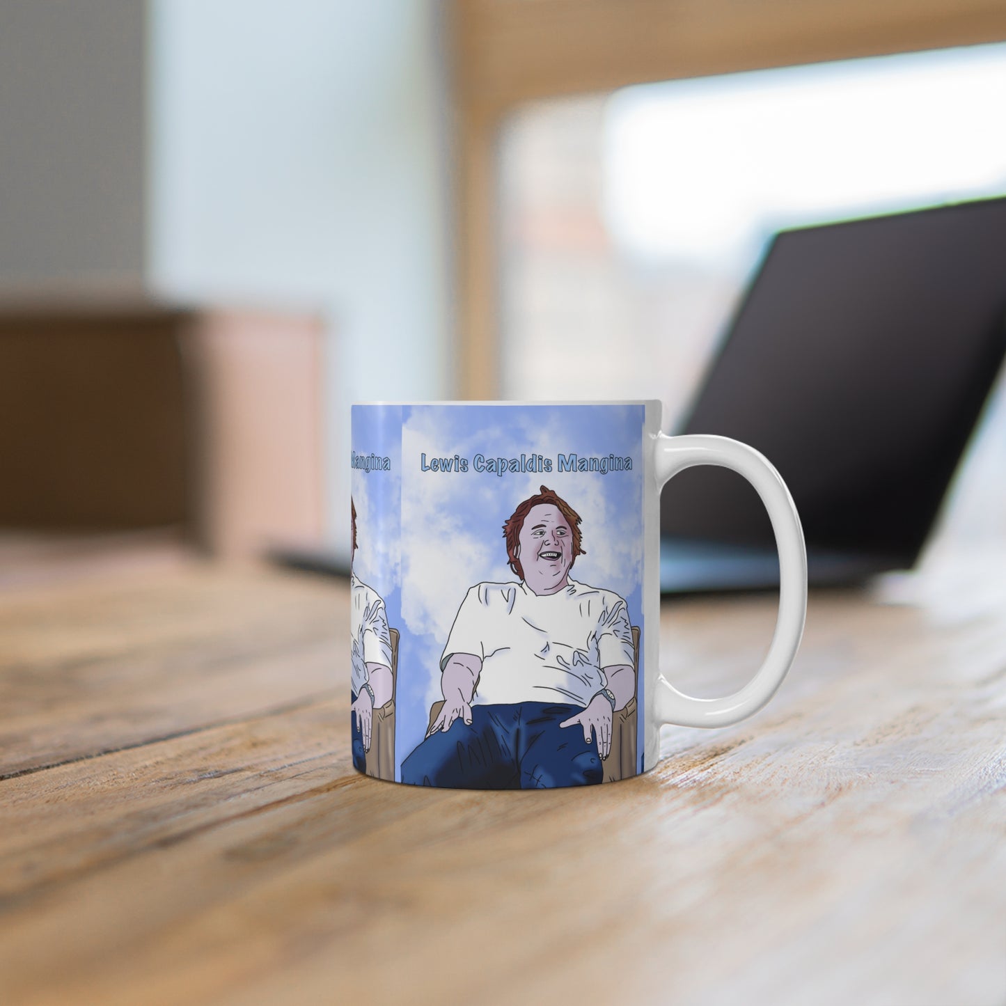 Ceramic Coffee Mug — Sky Background, 'Lovin' Capaldi's Mangina' Design