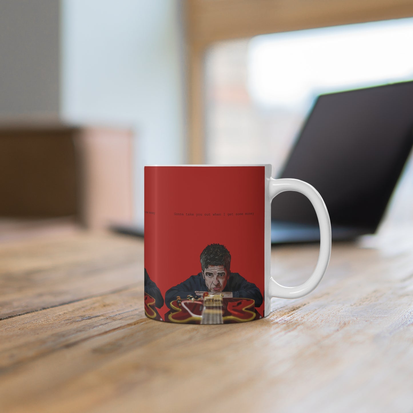 Noel Gallagher Dead In The Water Guitar Portrait Coffee Mug — Ceramic