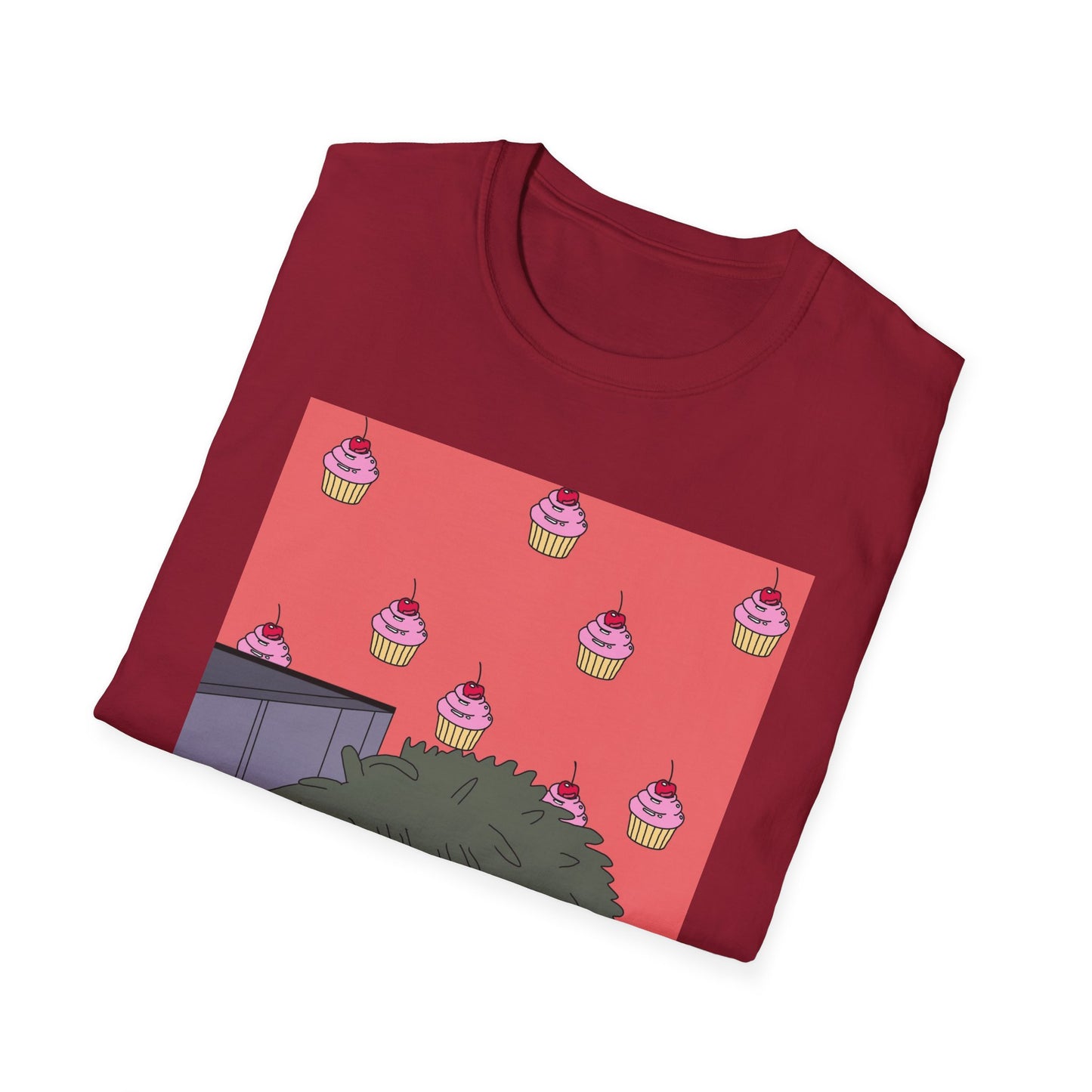 Cute Tiny Cake Character T-Shirt — Playful Cupcake Pattern Tee