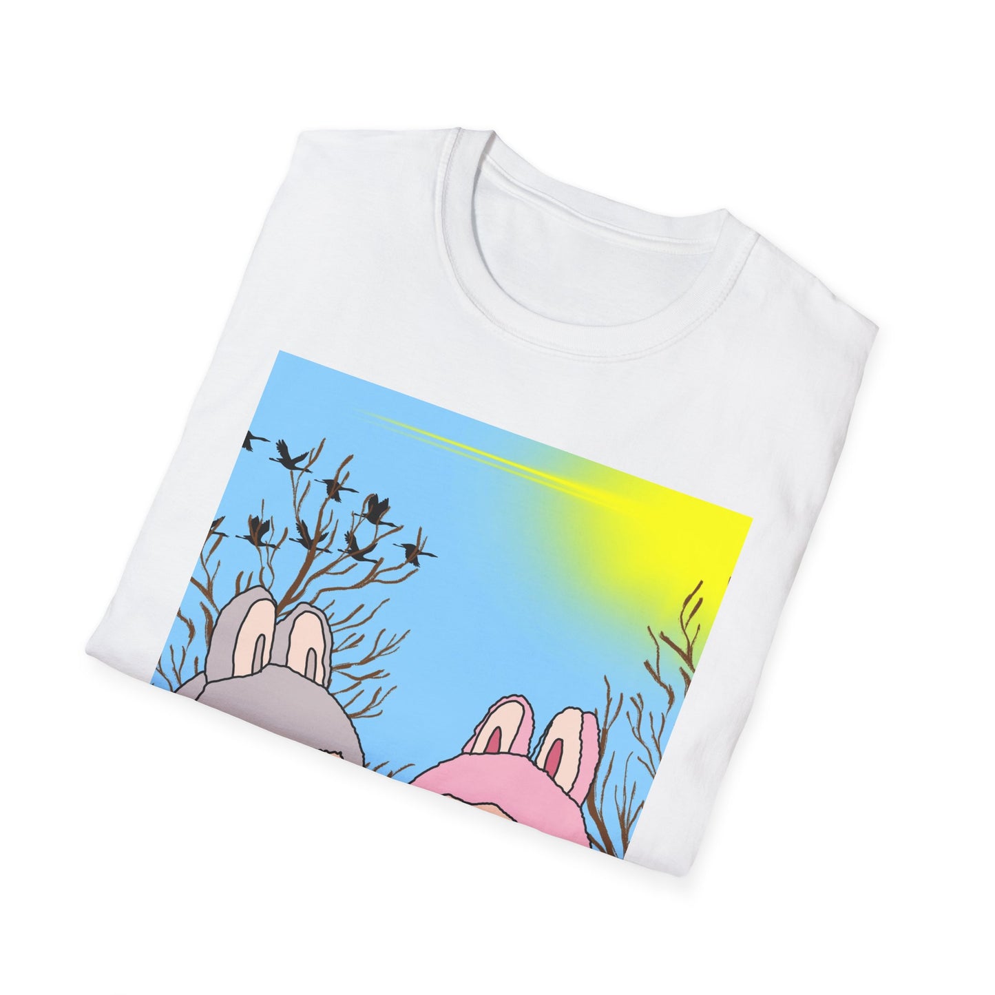 Cute Labubu Graphic T-Shirt — Pastel Pink & Gray Cartoon Duo