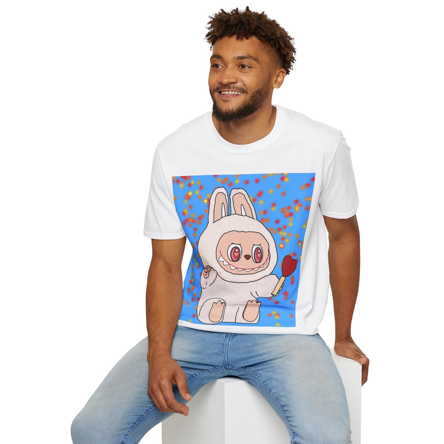 Cute Labubu T-Shirt — Character Holding Candy Heart