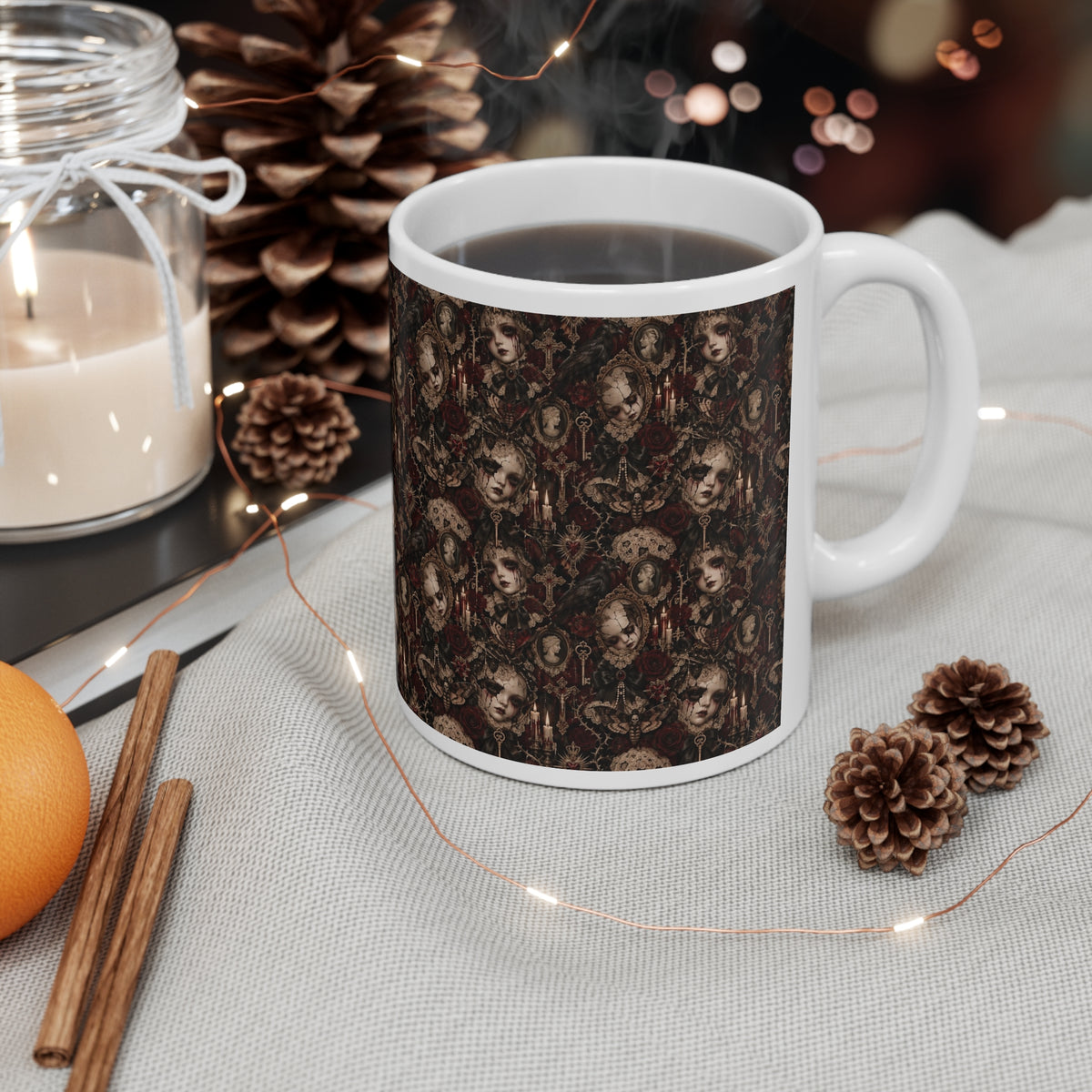 Gothic Masks & Crows Pattern Mug | More Jam