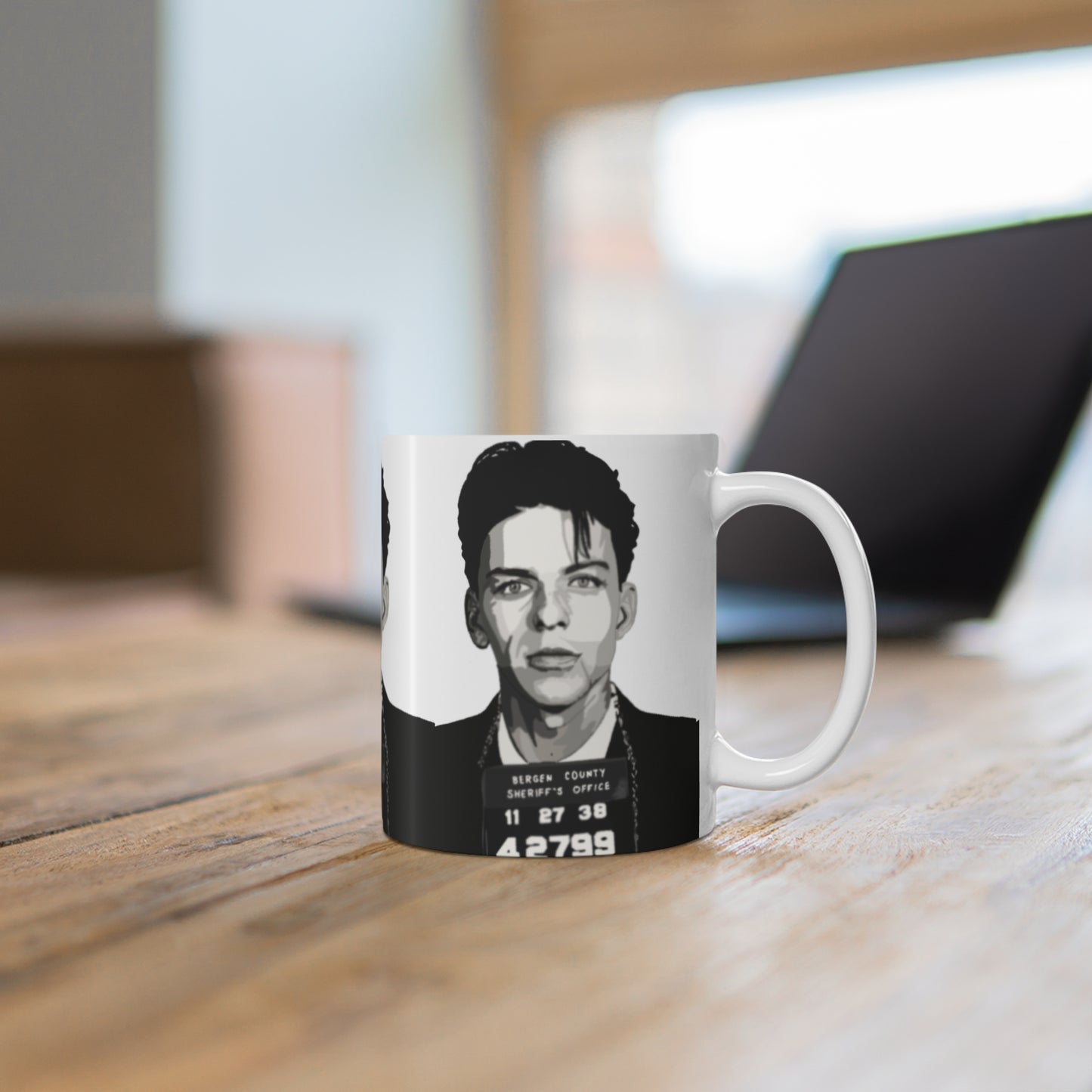 Frank Sinatra Mugshot Mug - Black & White Retro Mug with Vintage Mugshot Portrait