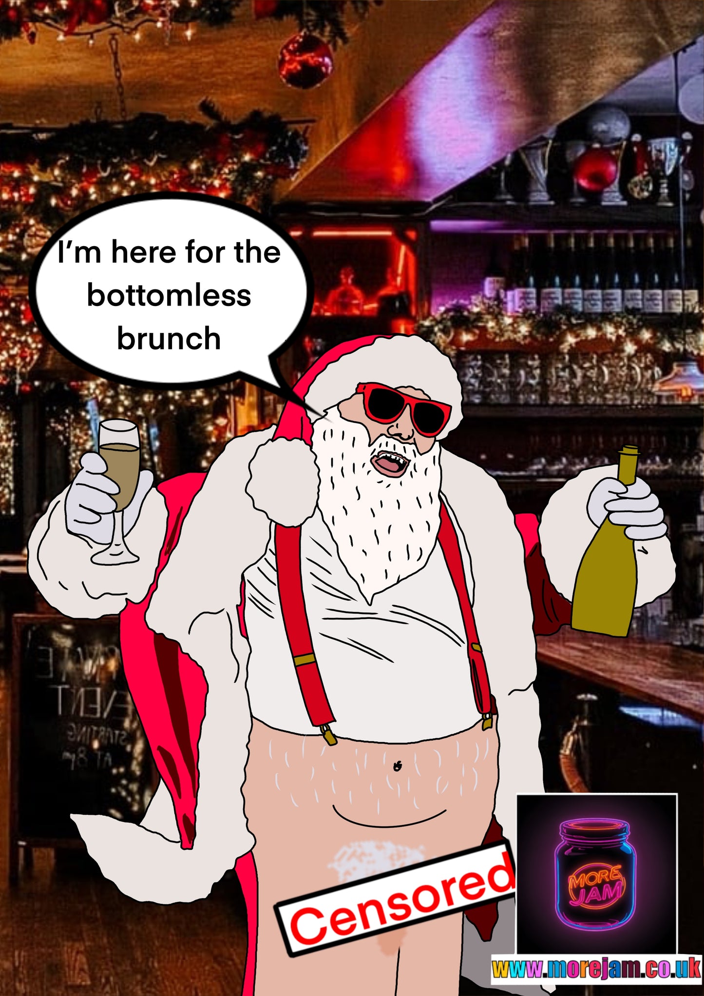 Christmas Card Santa Bottomless Brunch
