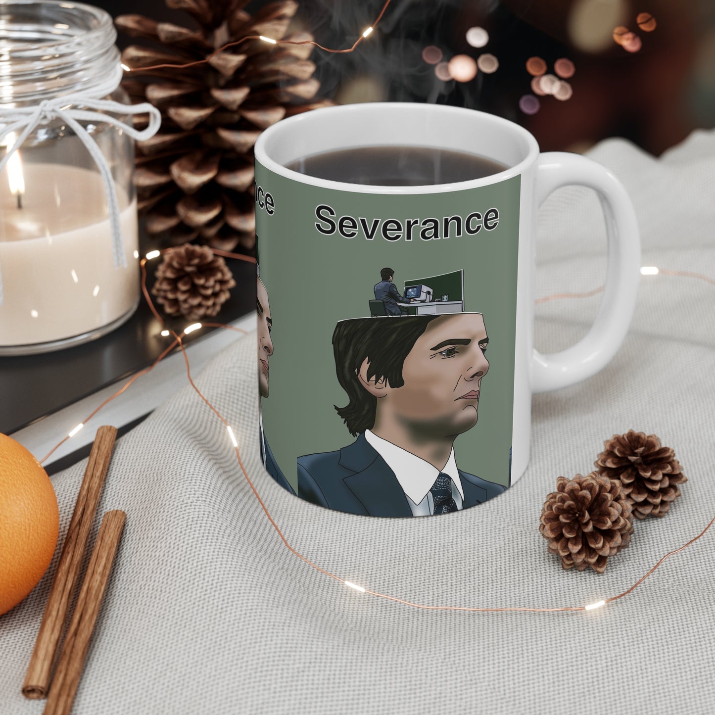 Severance TV Series Mug — 11oz/15oz Ceramic Coffee Cup, Workplace Thriller Fan Gift
