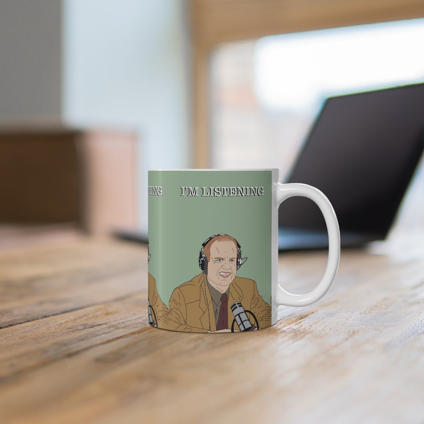 Frasier I'm Listening Coffee Mug — Retro Radio Host Ceramic Mug