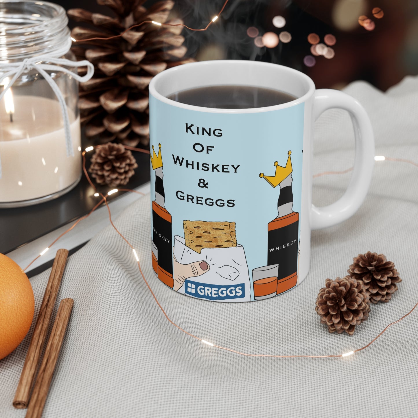 King of Whiskey & Greggs Ceramic Coffee Mug — Funny UK Brunch Tea Cup