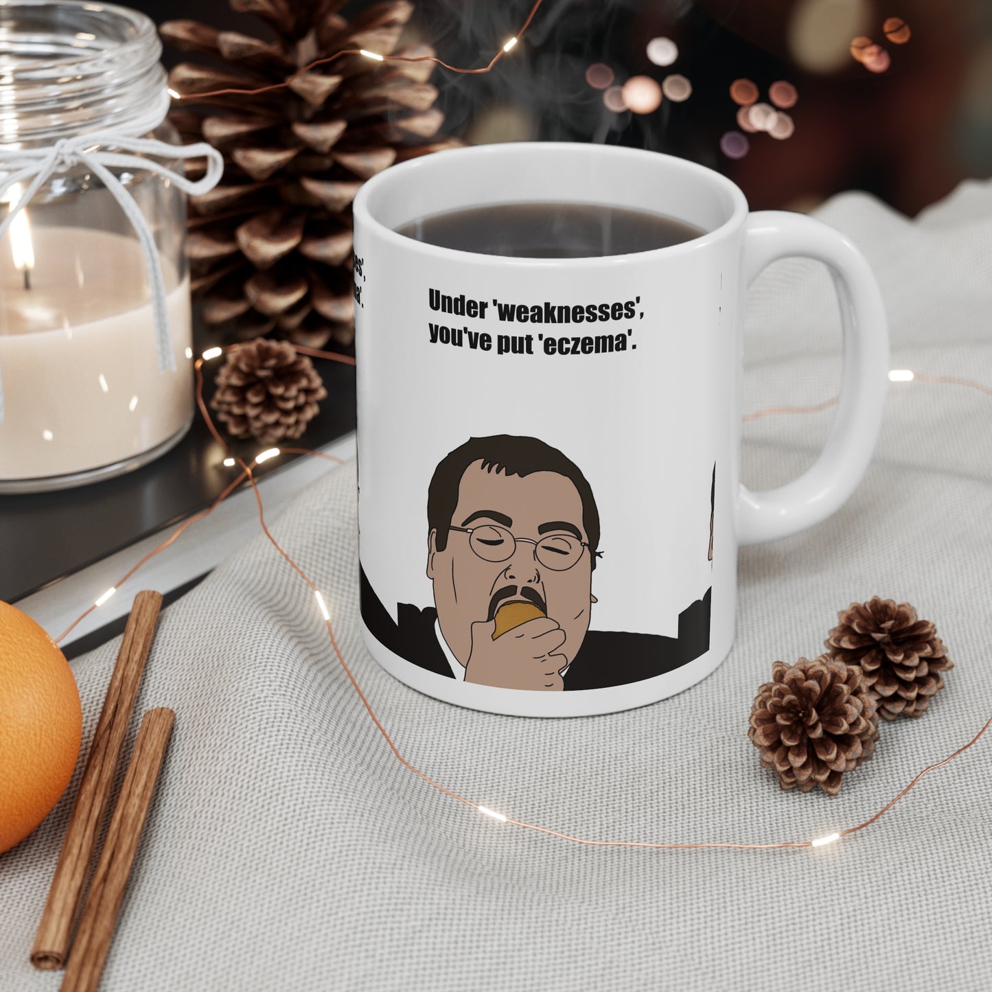 Keith The Office — "Under 'weaknesses', you've put 'eczema.'" Funny Novelty Coffee Cup