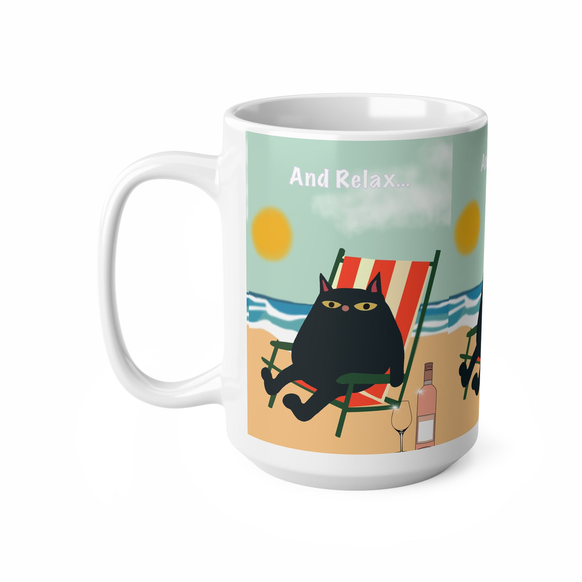 Cat Beach | And Relax Black Cat Mug | More Jam