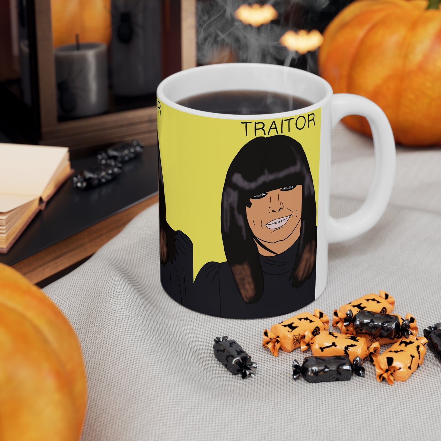Ceramic Mug — Bold Portrait "Traitor" Claudia Winkleman Coffee Cup