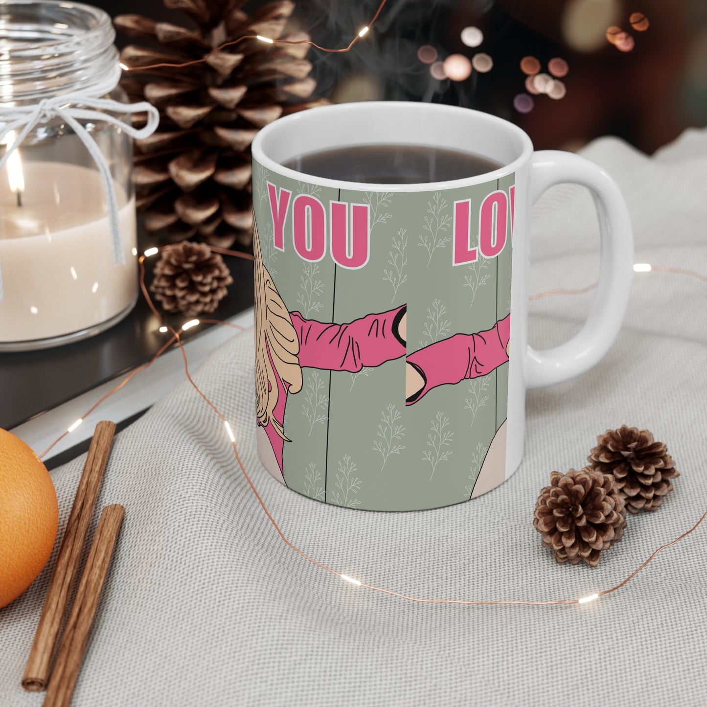 White Chicks Coffee Mug — 'Love You' Illustration Ceramic Mug