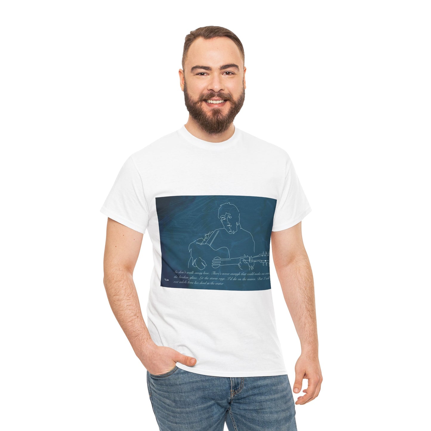 Noel Gallagher Dead in the water Guitar T‑Shirt — Song Lyrics Illustration Tee