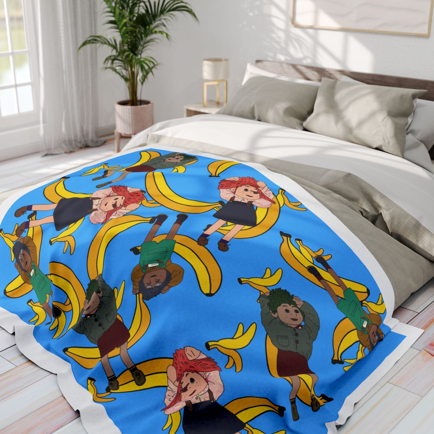 Banana Tots Fleece Blanket — Playful Cartoon Bananas