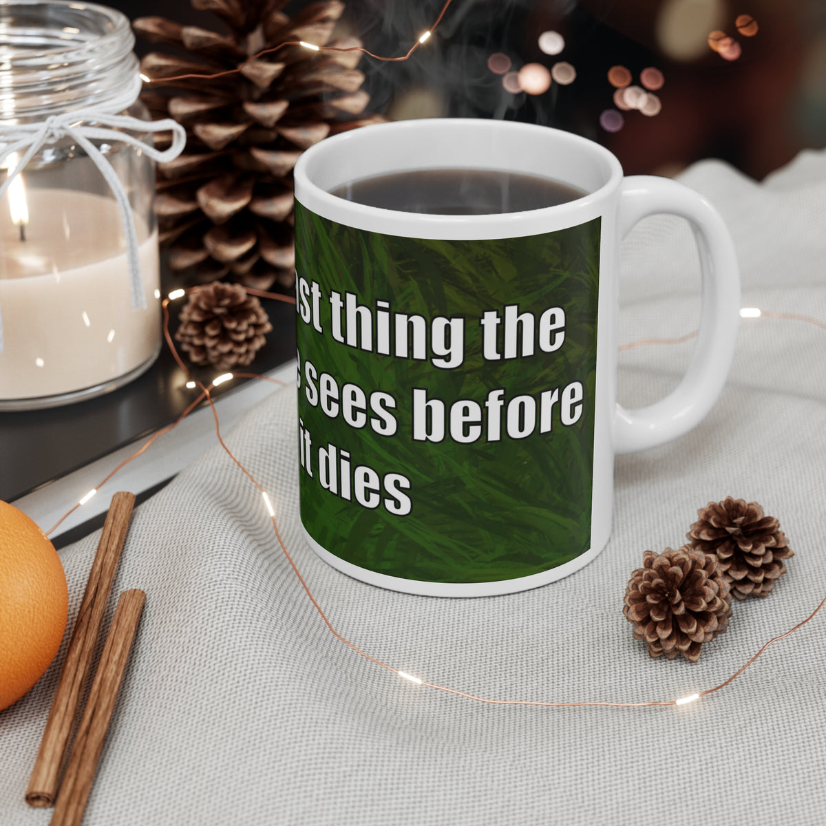 Last Thing The Bauble Sees | Cat Christmas Mug | More Jam