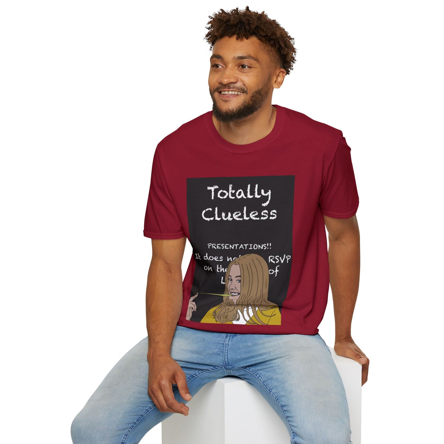Totally Clueless Graphic T-Shirt — Funny Retro Chalkboard Illustration