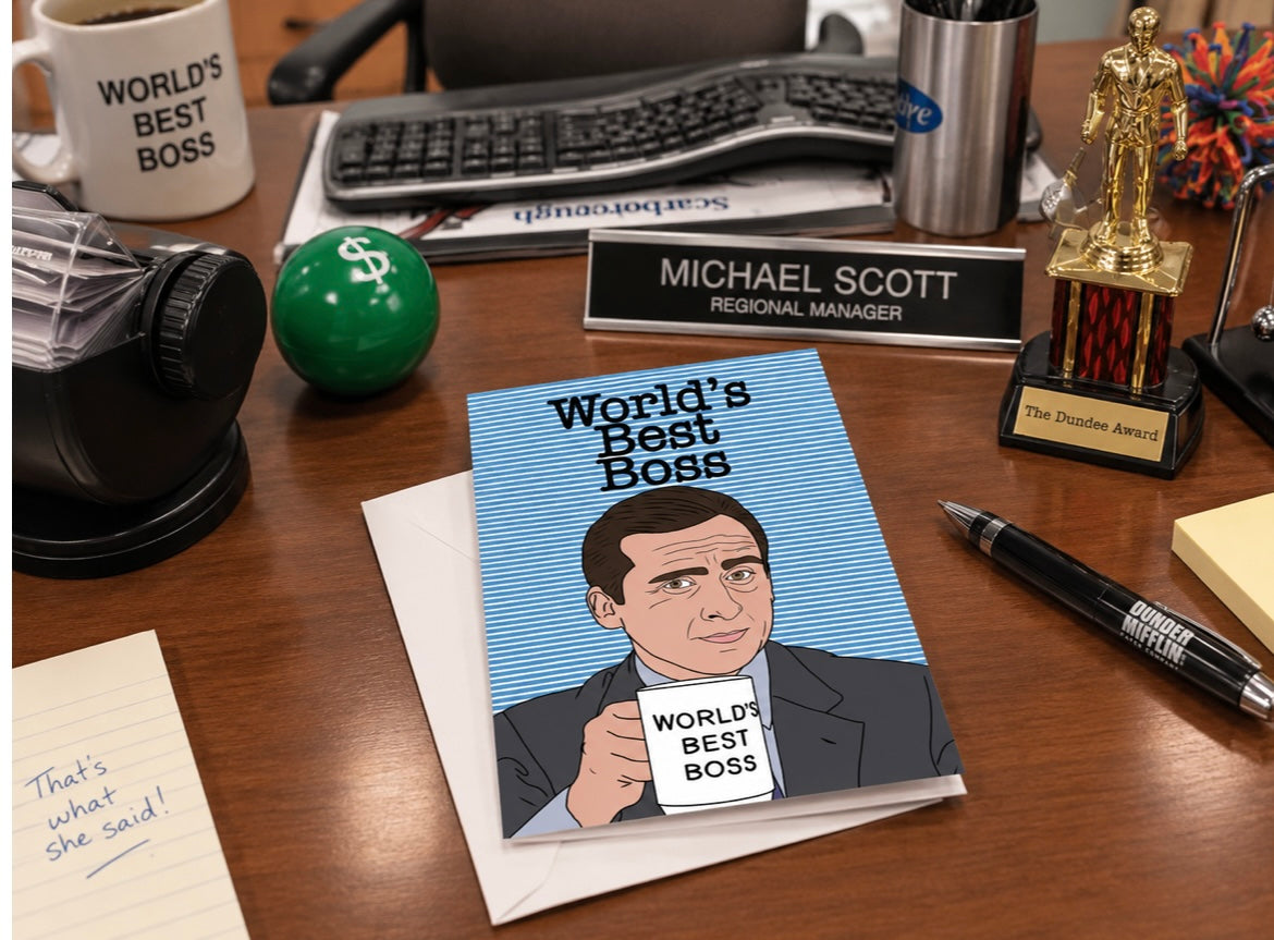 Worlds Best Boss | The Office Michael Scott Birthday Card | More Jam