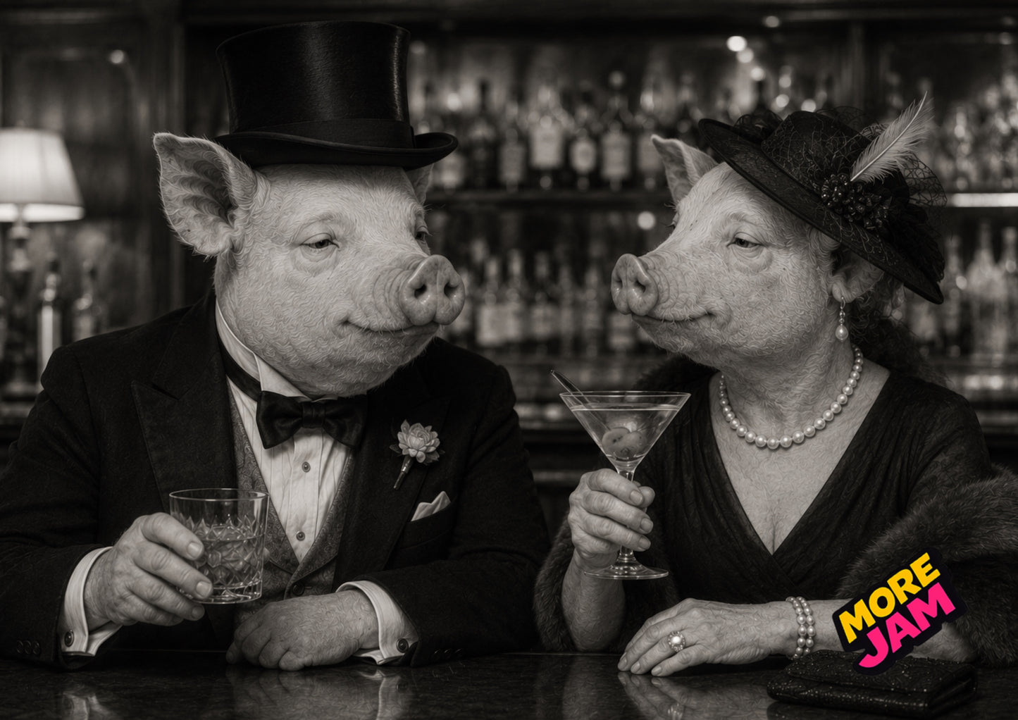 Sophisticated Pig Old Fashioned & Martini Print UK | Unique A4 Wall Art | More Jam