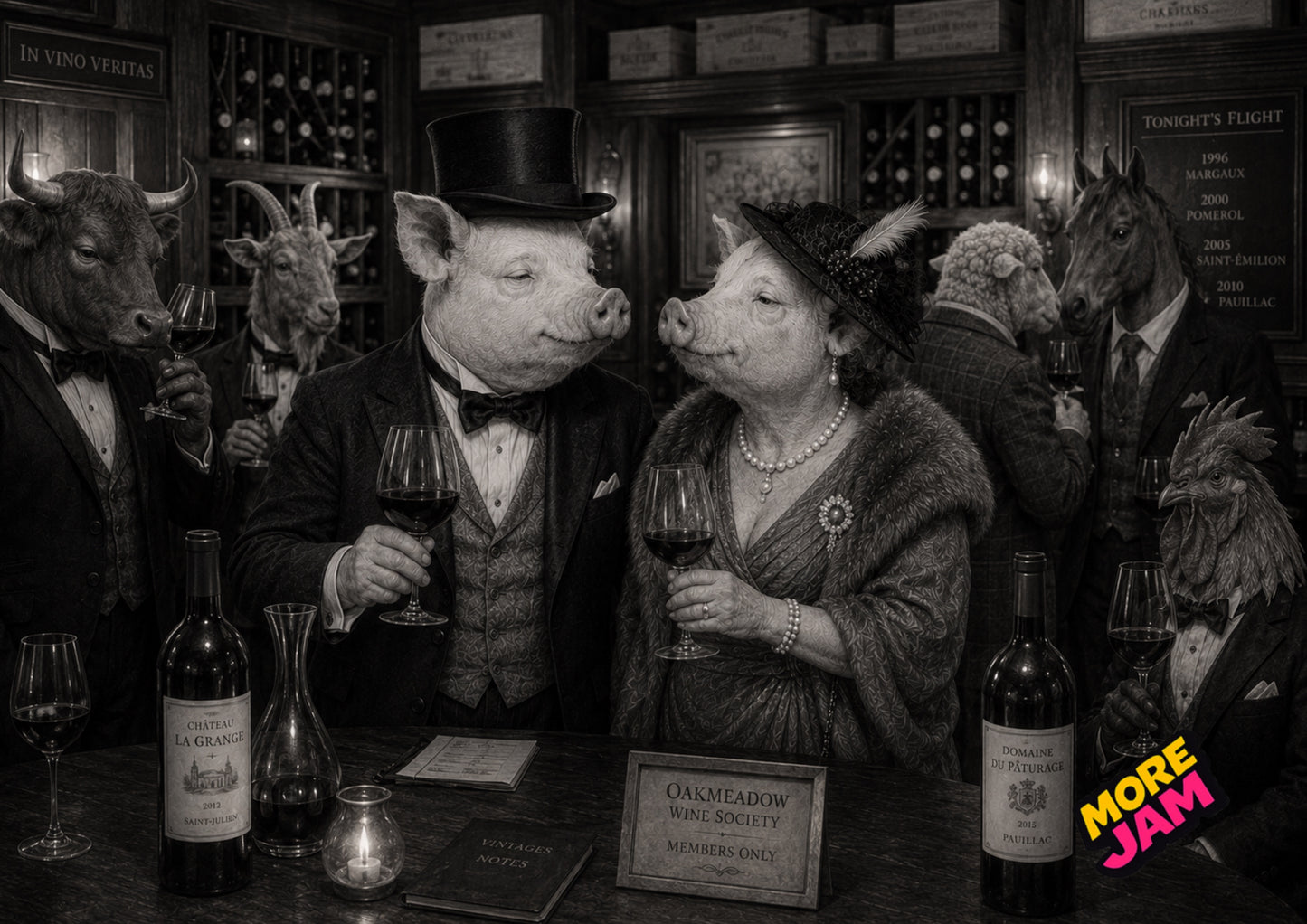 Sophisticated Pig Wine Club Print UK | Unique A4 Wall Art | More Jam
