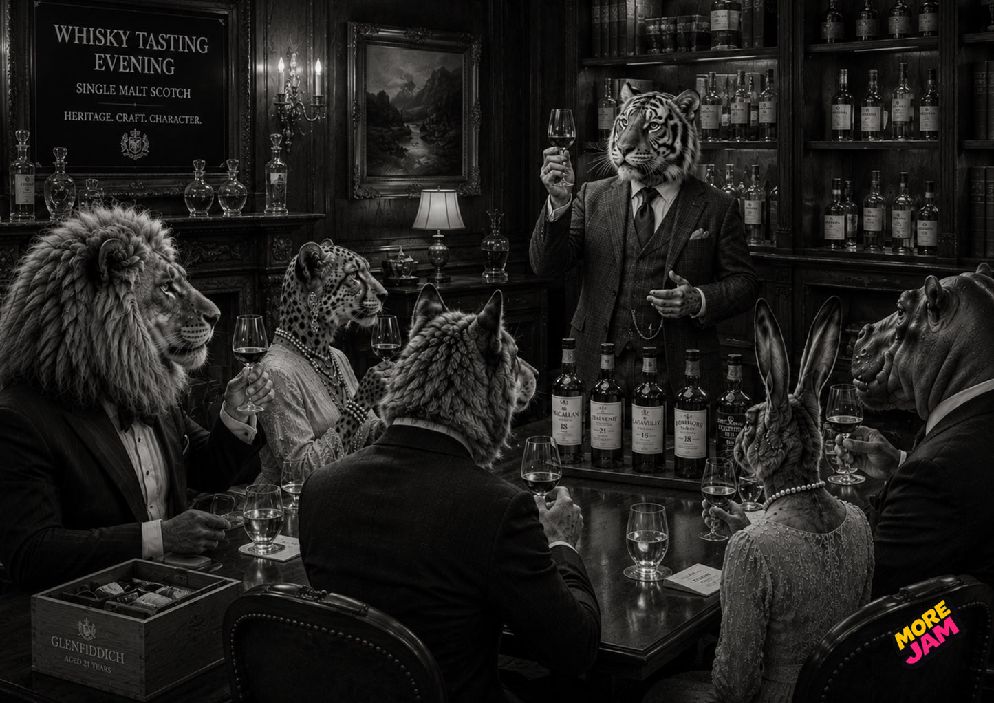 Sophisticated Whiskey Tasting Evening UK | Unique A4 Wall Art | More Jam