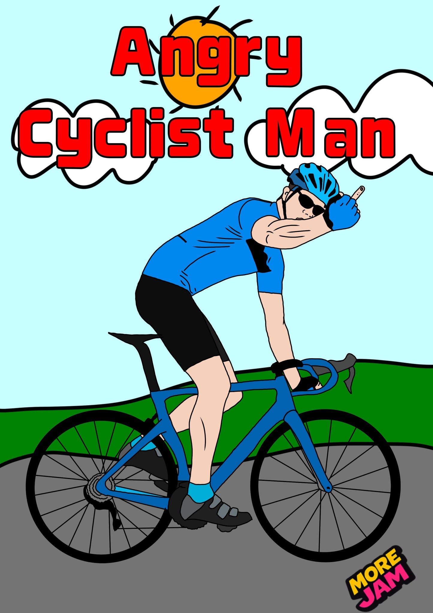 Angry Cyclist | Funny Birthday Card | More Jam