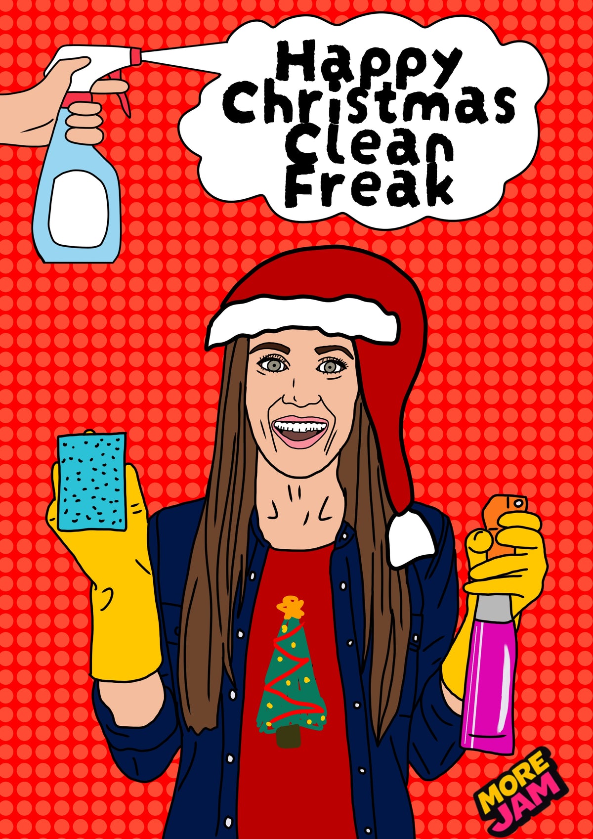 Christmas Clean Freak Woman | Funny Christmas Card | More Jam