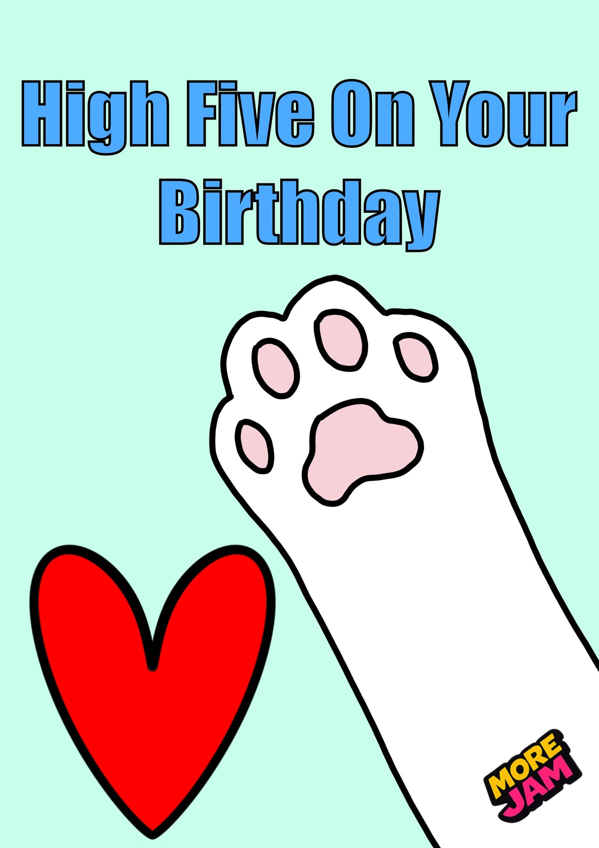 Funny Dog High Five Birthday White Paw | Funny Birthday Card | More Jam
