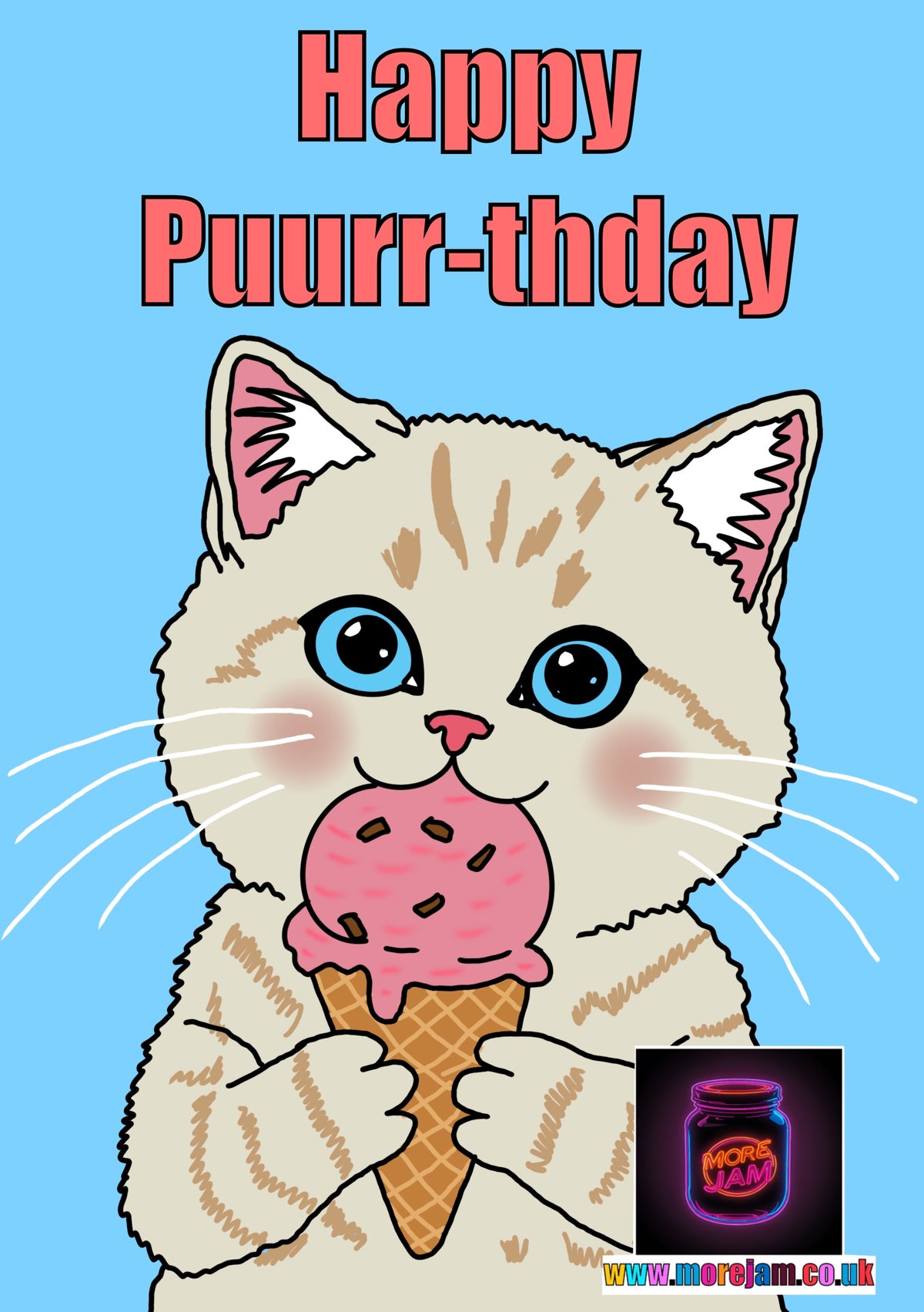 Funny Cat Puurrthday | Funny Birthday Card | More Jam