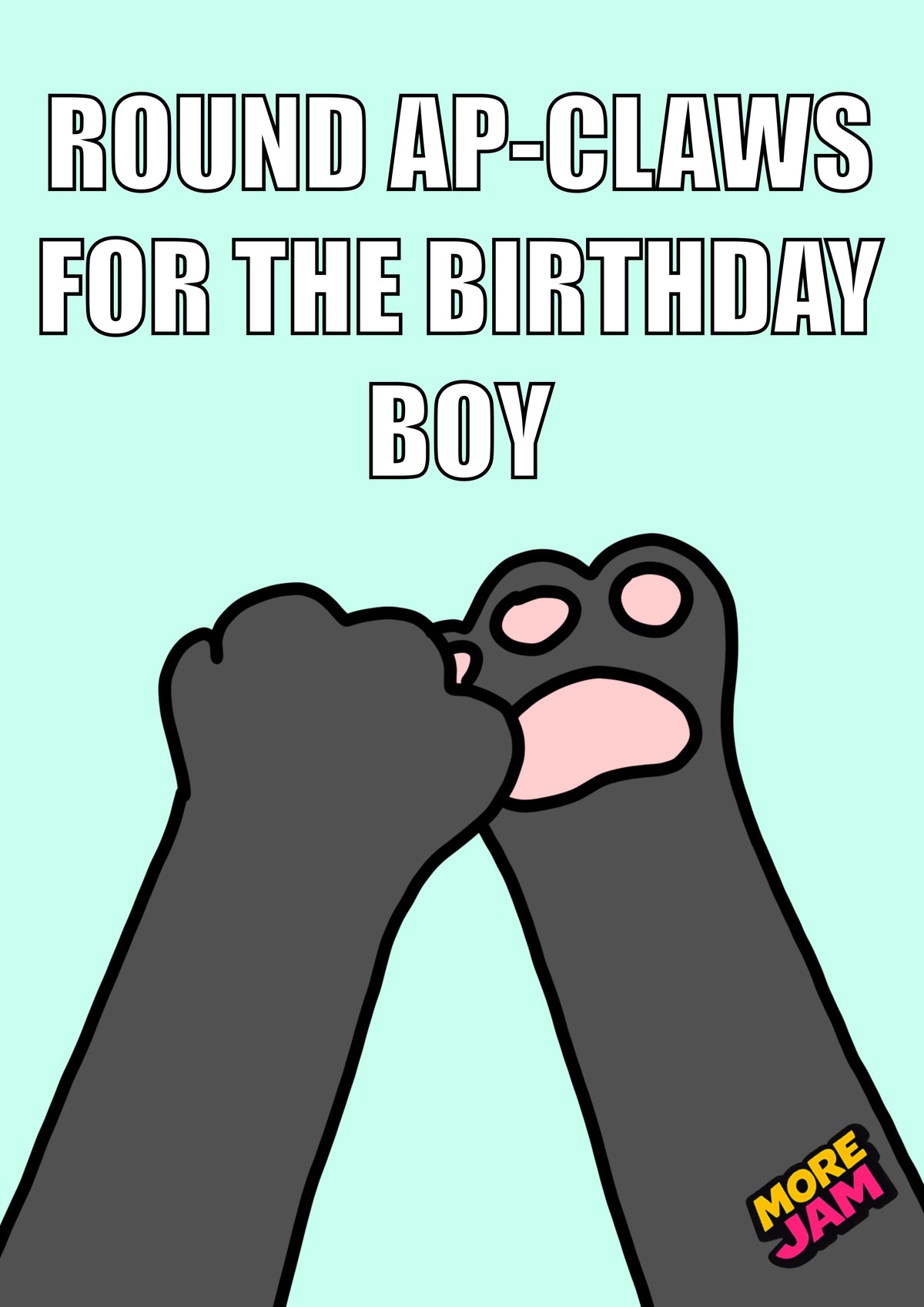Funny Cat Birthday Boy Grey Paws | Funny Birthday Card | More Jam