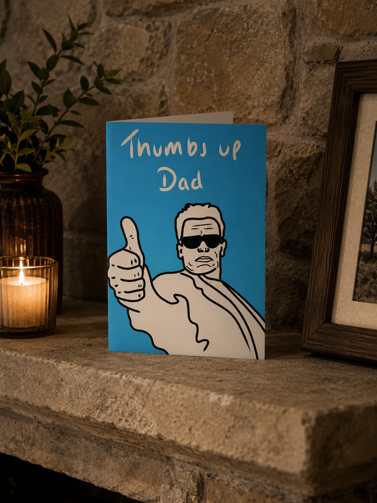 Terminator Thumbs Up Dad | Funny Rude Birthday Card | More Jam
