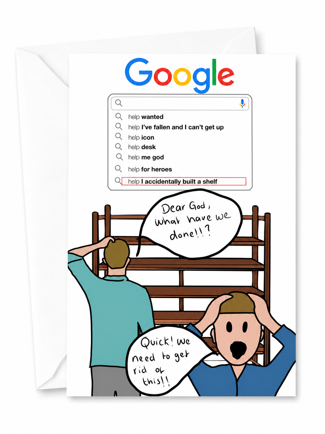 Help! I've Accidentally Built A Shelf Google Card | Funny Meme Birthday Card | More Jam