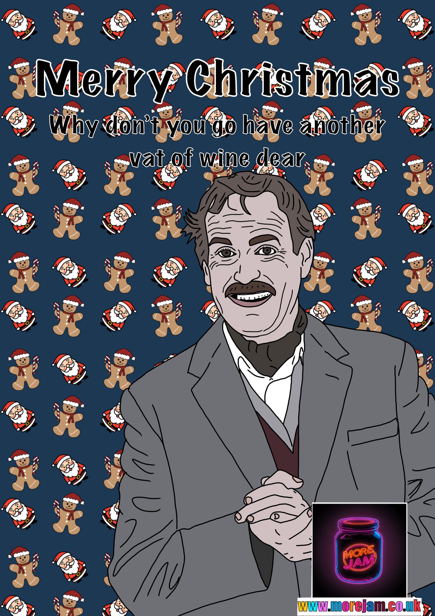 Fawlty Towers Basil Fawlty Christmas Card Vat Of Wine Funny BBC Comedy | More Jam