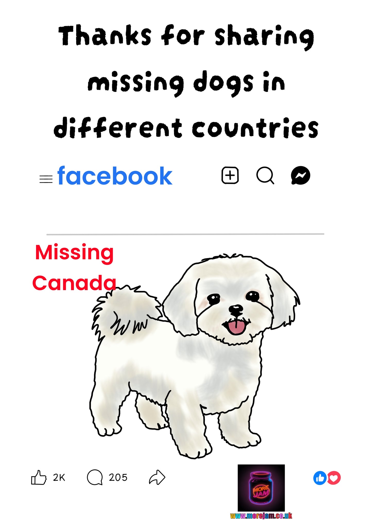 Missing Dog Prints UK | Unique A4 Wall Art | More Jam