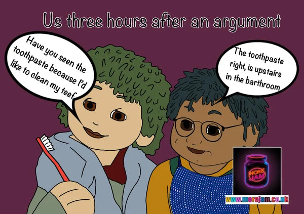 Us After an Argument | Funny Tots TV Card | More Jam