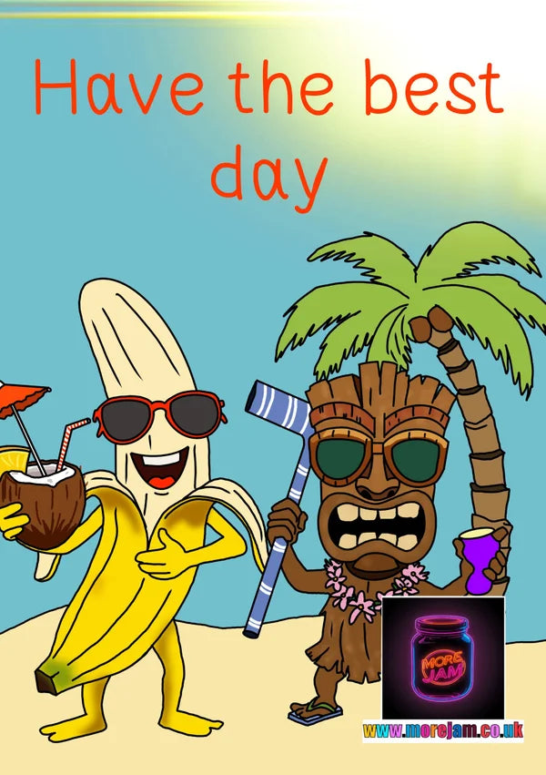 Tiki & Banana | Funny Greetings Card | More Jam