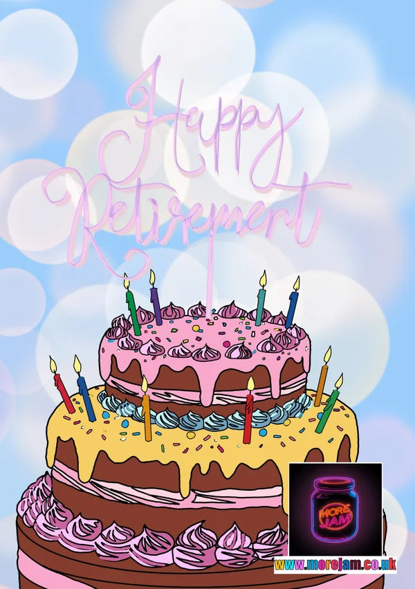 Happy Retirement Cake Pink | Retirement Card | More Jam