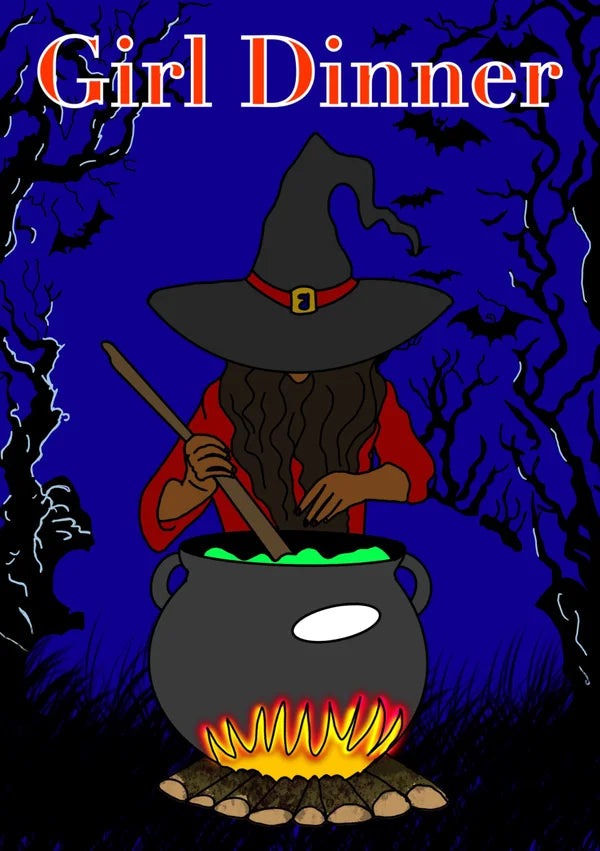 Girl Dinner in Witch's Cauldron | Funny Greetings Card | More Jam