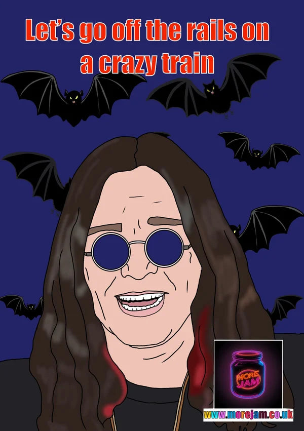 Ozzy Osbourne Crazy Train | Celebrity Greetings Card | More Jam