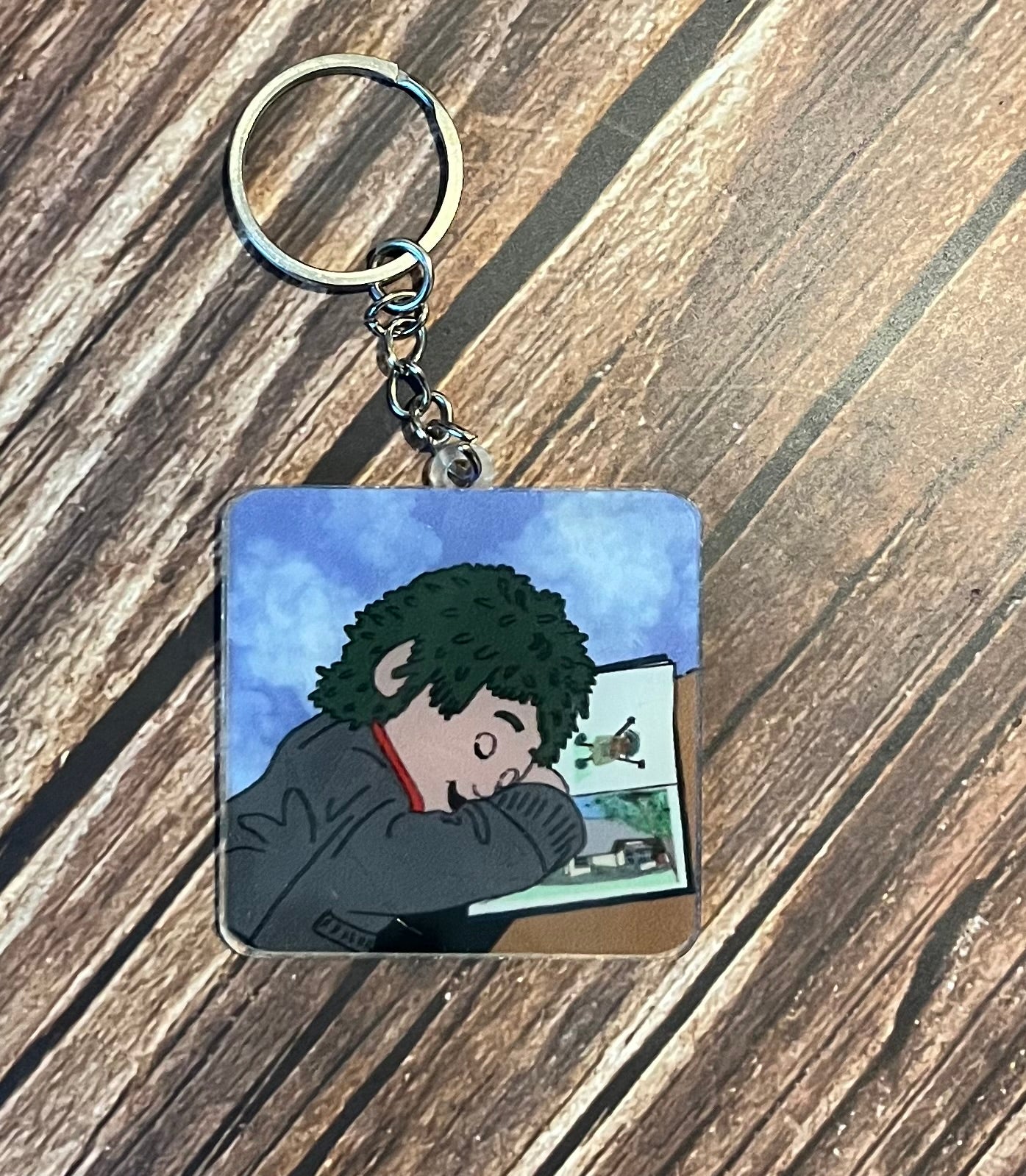 Tired Tiny Two Sided Keyring