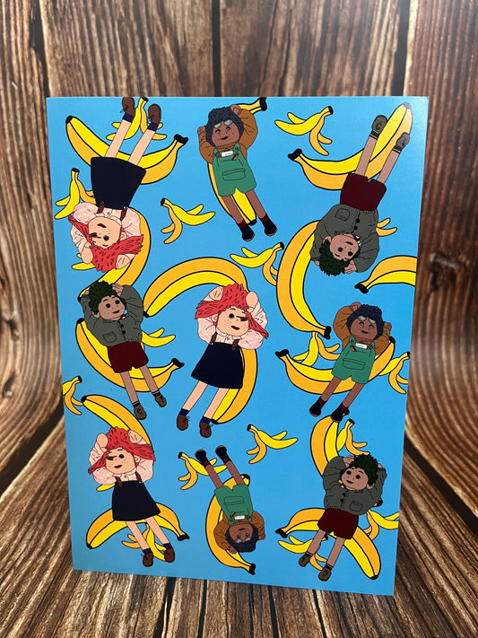 Any Occasion Card Plain Falling Tots Design Limited Edition