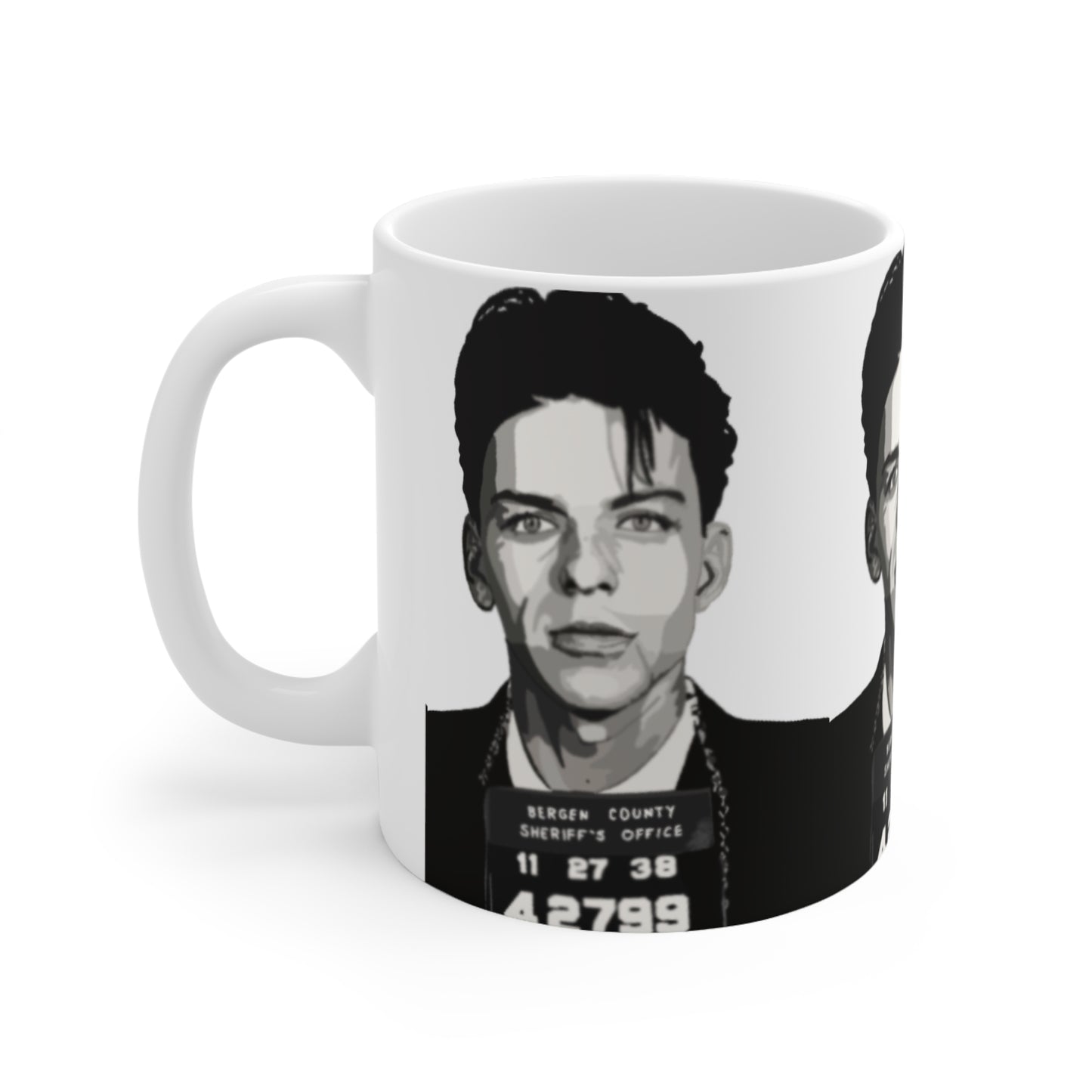Frank Sinatra Mugshot Mug - Black & White Retro Mug with Vintage Mugshot Portrait