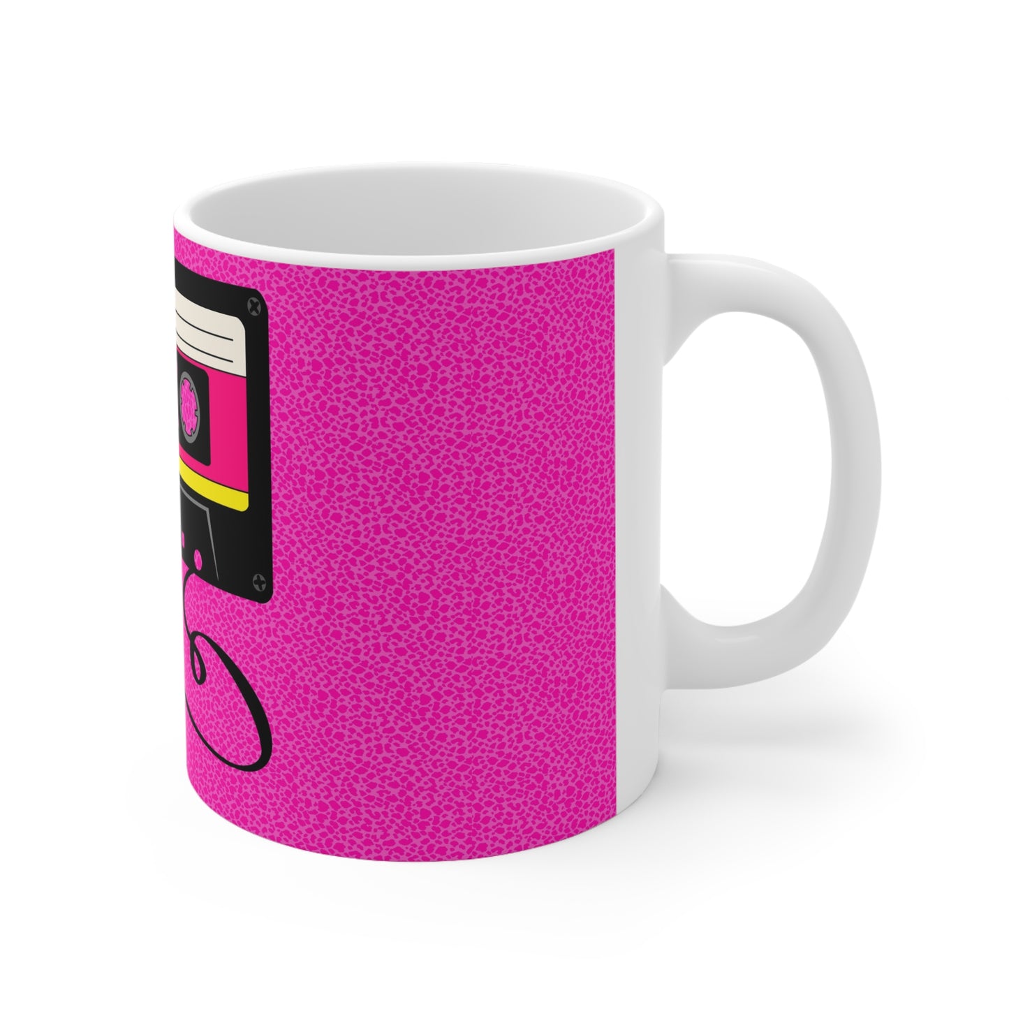 Retro Cassette Coffee Mug — Pink 80s Tape Ceramic Mug